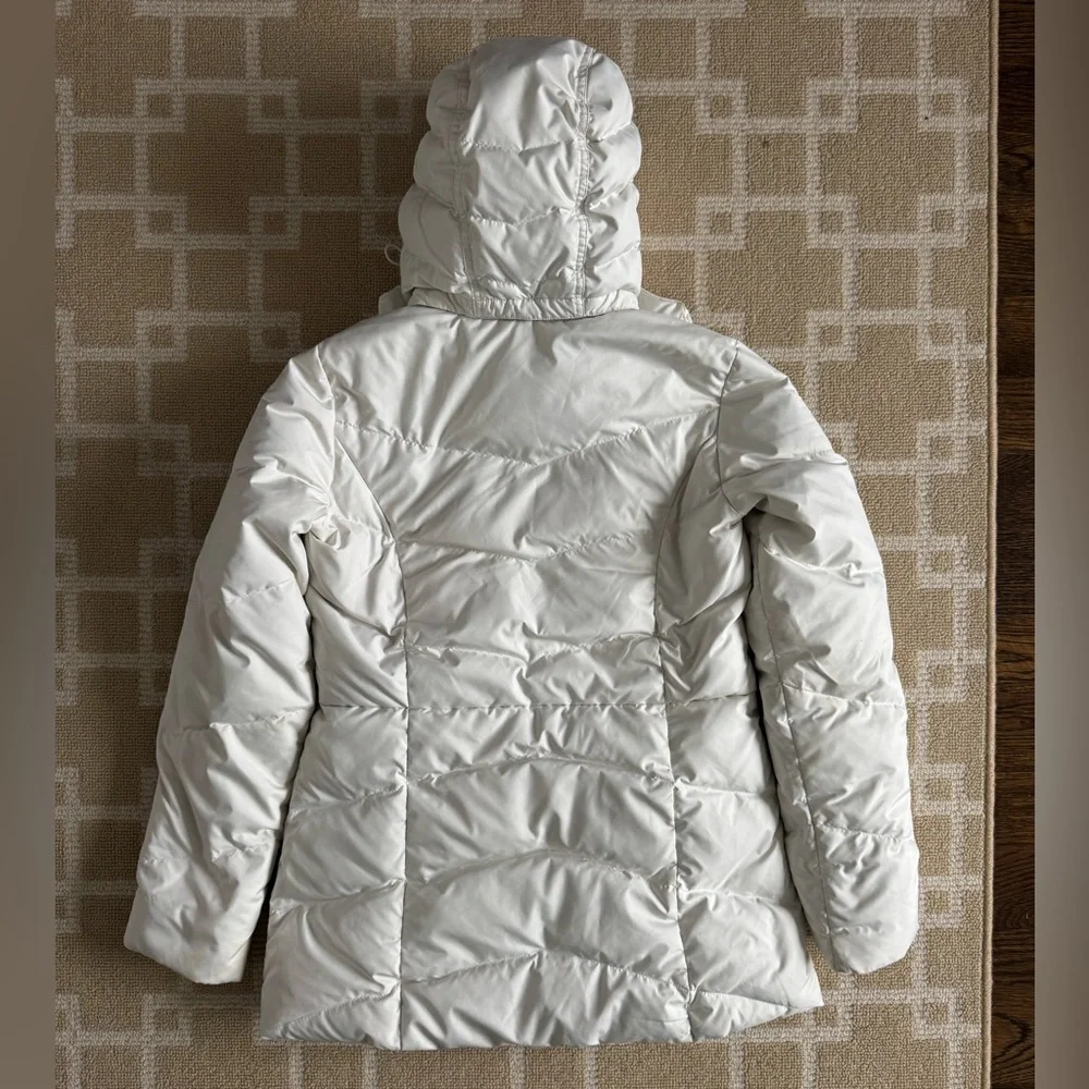 Eddie Bauer Goose Down Hooded Puffer Jacket White Warm Winter Coat Small